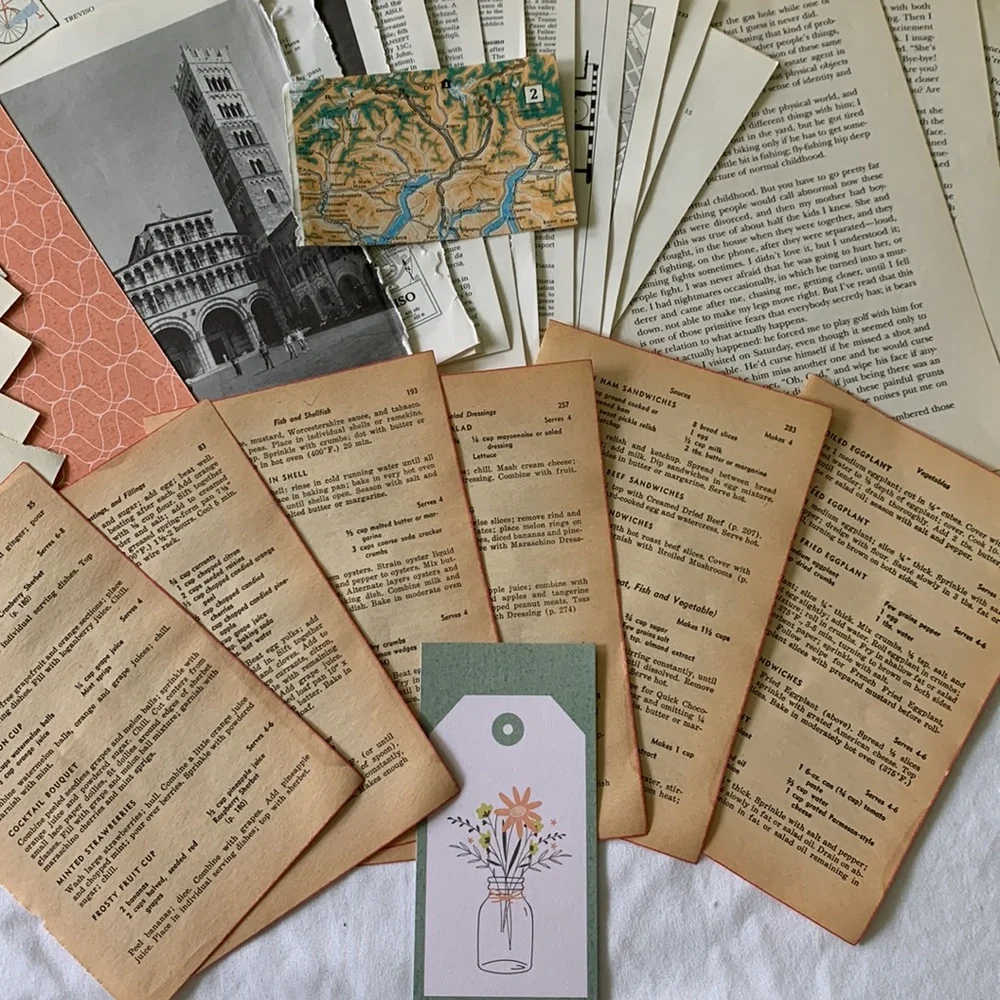 Over 50 vintage book pages for junk journals and paper crafts. Great variety! - Picture 12 of 12